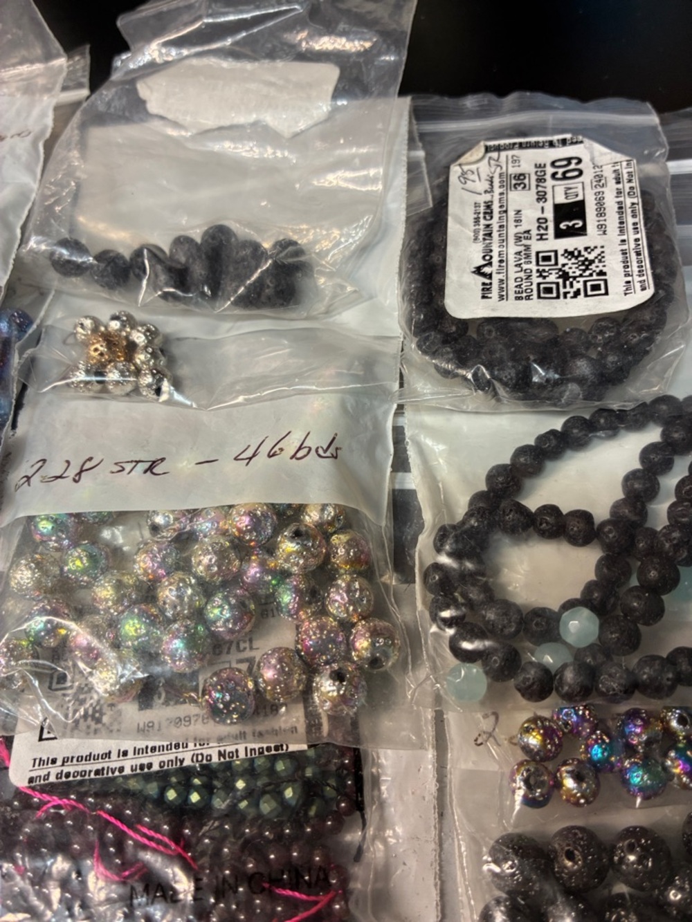 Mixed 1# Assorted Natural unique Bead Lot in Blue, Green, Black, Copper, Pink - Picture 5 of 16